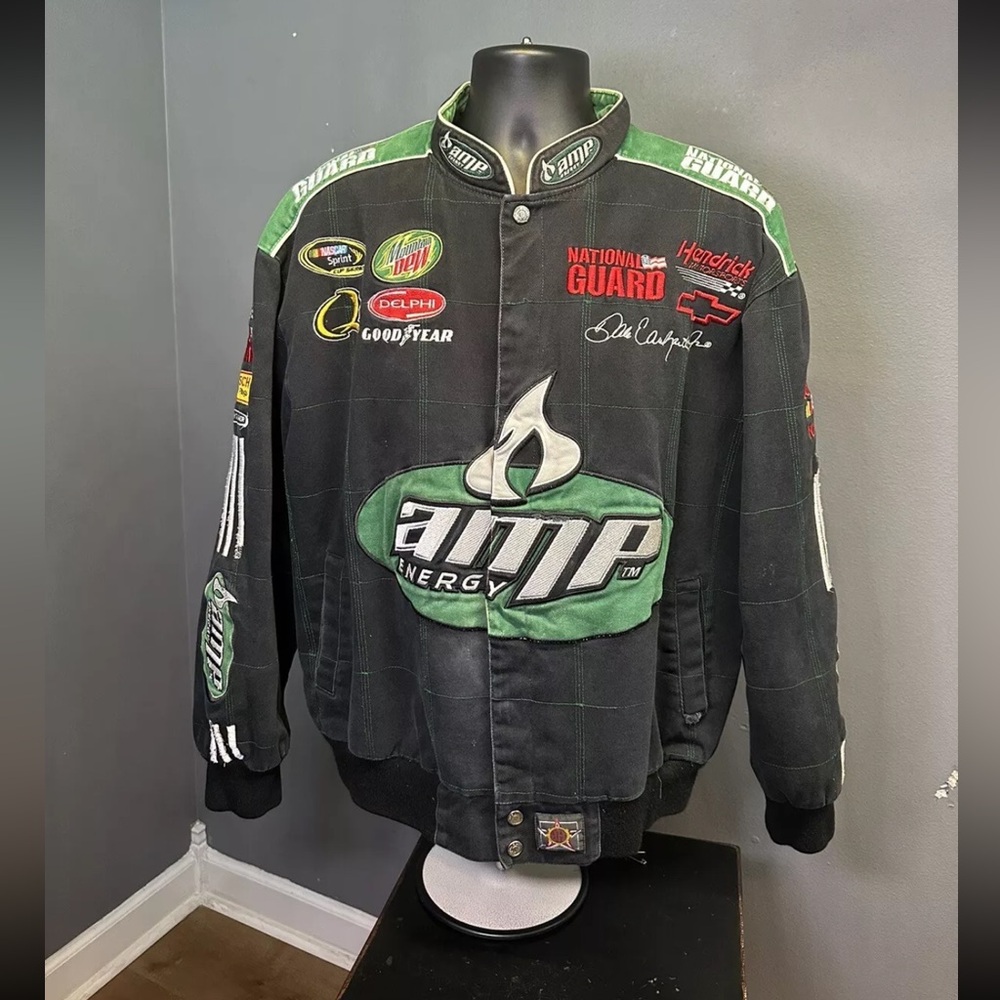 DALE EARNHARDT JR. Chase Authentics AMP Energy Black Twill Jacket L *lightflaws*